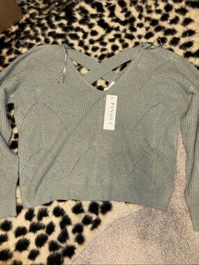 Pinque Dareen Lattice Back Pointelle Sweater